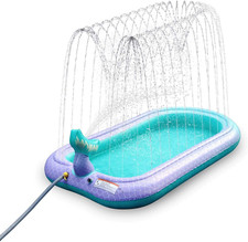 Kids Splash Pad Sprinkler Mat Inflatable Pool Garden Water Play 165Cm Blue Fun
