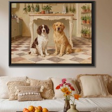 Oil Painting Dog Springer Spaniel Kitchen Decor Pet Lover Wall Art Canvas Print