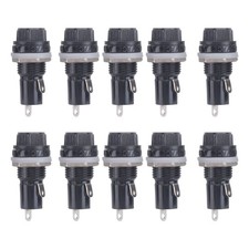 10Pcs 10A AC 250V 5mm x 20mm Panel Mounted Plastic Fuse Holder Socket P3L78882