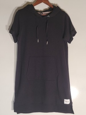 calvin klein hoodie dress short sleeve Calvin Klein Womans Size S Hoodie T Shirt Dress Black Short Sleeve Golden  Logo