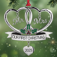 2025 Metal Wedding Gifts Couples Our First Christmas Mr and Mrs Ornament Married
