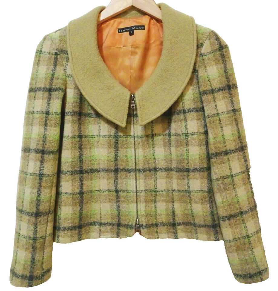 S De Colección Años 90 Y2K Jenne Maag Cuadros Boucle Destintado Preppy Niña Rica Falda Conjunto Traje Foto 2 de 4