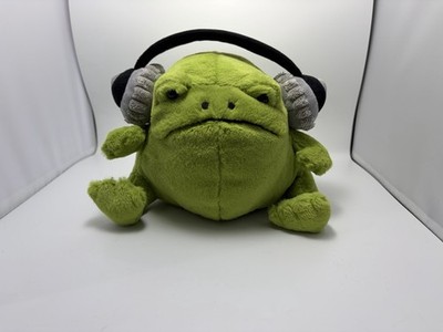 NWT Jellycat Ricky rain frog with headphones Retired AUTHENTIC Grumpy Expression
