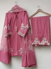 Unique Look Pink Natural Crepe Kurta Palazzo With Dupatta For Women
