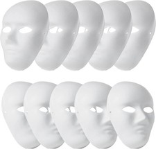 10 Pcs Full Face White Mask DIY Mask Dance Cosplay Masquerade Party Mask