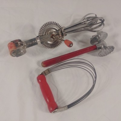 Vintage Red Handle Kitchen Utensil Set 30s 50s Androck Modern Industries