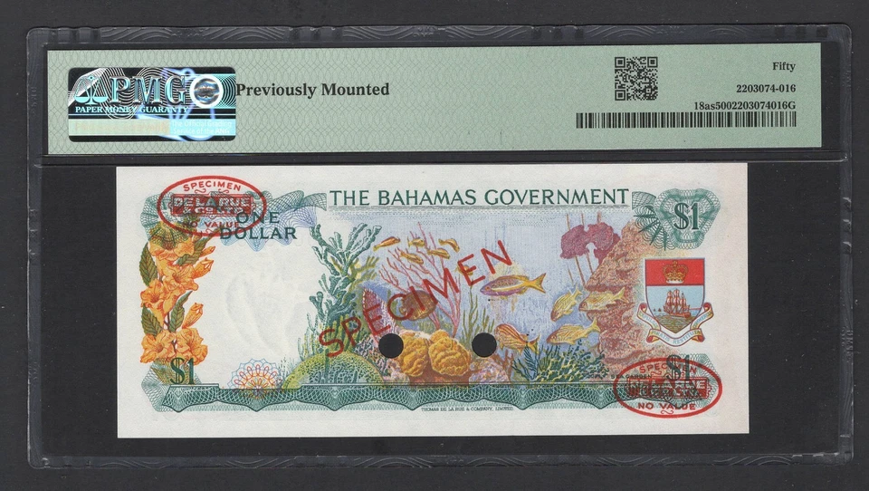 Bahamas One Dollar 1965 P18as "Specimen" About Uncirculated - Image 2 of 2