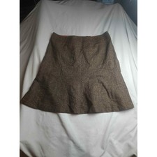 Talbots Brown Tweed Wool Silk Blend A-Line Skirt Womens 18 Italian Fabric Flared