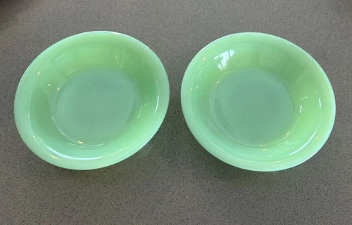 Vintage Fire King Jadeite Restaurant  Ware 4.5” Dessert Bowls Set Of 2