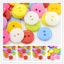 100 x Mixed Color, Sizes 2-Hole Acrylic Sewing Plastic Buttons Crafts Findings