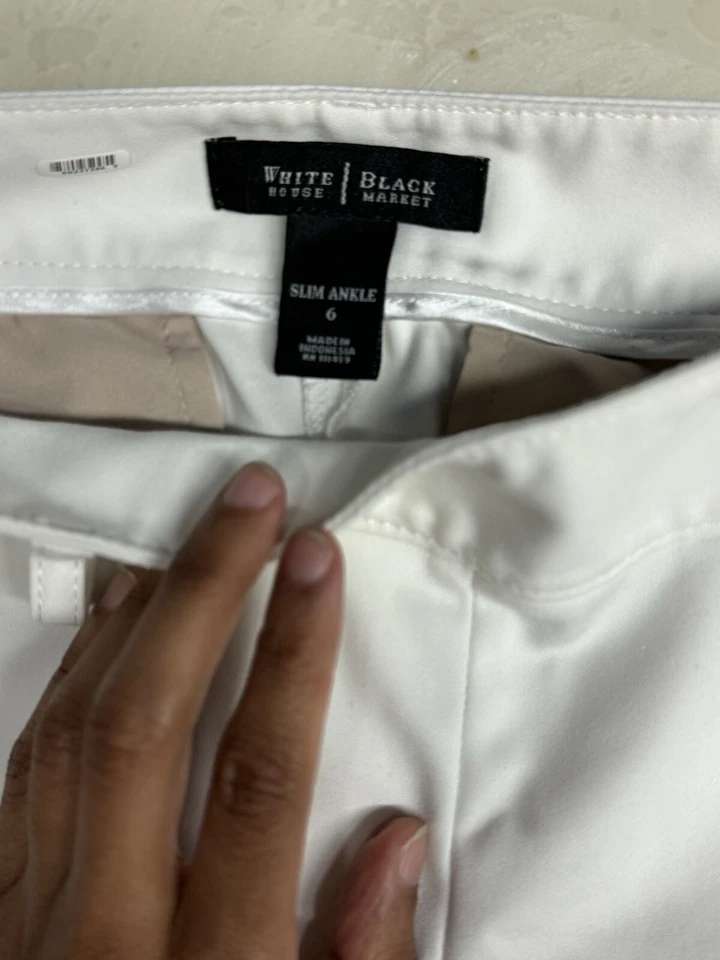 Mujer Casa Blanca Mercado Negro "Elle Slim Tobillo Pant" en Negro, Talla 6 Marfil Foto 2 de 4