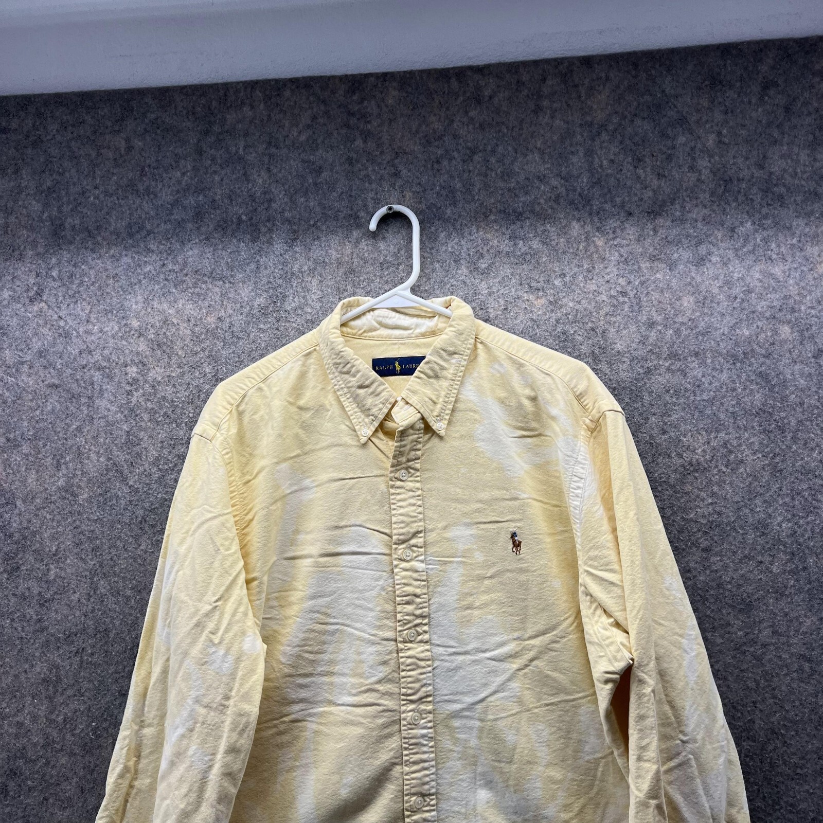 Ralph Lauren Camicia Uomo XXL Adulto Giallo Casual Bottoni Preppy Pony Vintage