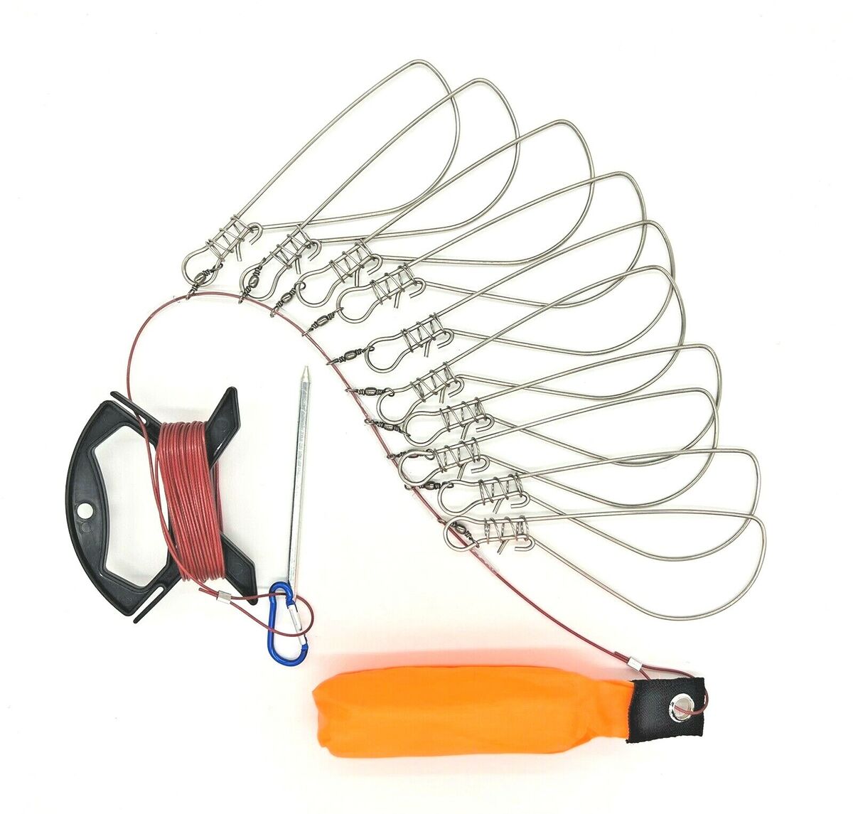 🐟 Stainless Steel Heavy Duty Fish Stringer with 10 Snaps + 2 Free rod  bells. 🎣