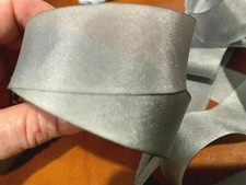 silk ribbon 1" on the bias hand dyed 1yd made in USA silver acier