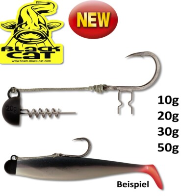 Black Cat Shad Claw Rig 10-20-30-50g / Gummifisch-System für Waller / 6/0 100kg