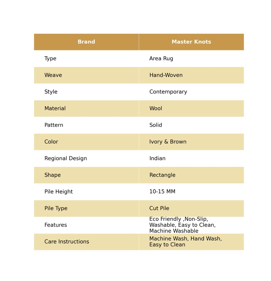 Solid Kunst Deko Bereich Wolle Hand Gewebt Teppiche 1.5x2.4m Creme & Brown - Bild 2 von 4