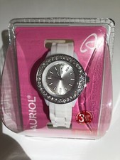 Auriol Orologio da Polso da Donna, Impermeabile, Quarzo, Strass, Bianco, Conf +