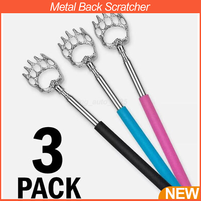 #ad 3 Pack Metal Back Scratcher Back Extendable Massager Bear Claw Telescopic New $8.99