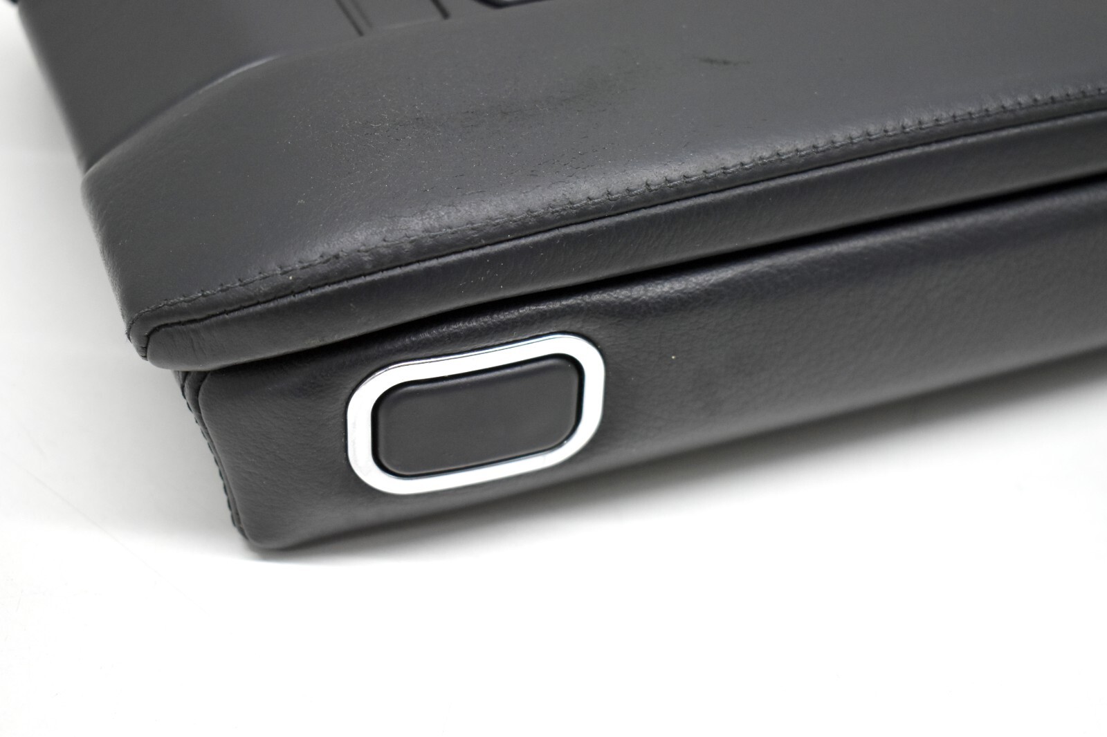 BMW E38 Rare Genuine Black Leather Front Armrest Phone CHROME 