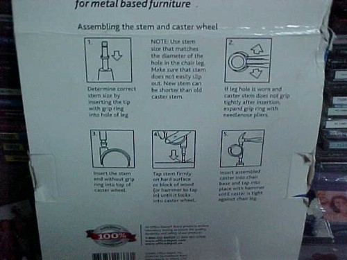 OFFICE DEPOT Carpeted Floor Casters w/stems Set of 5 New in Box! For Metal Based - Picture 2 of 4