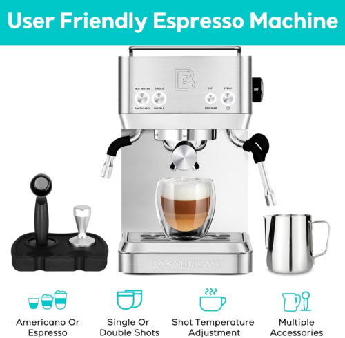 Espresso Machines with Milk Frother, 20 Bar Espresso Maker with Hot Water Wand f image