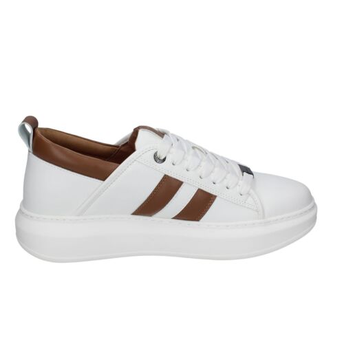 Scarpe uomo ALEXANDER SMITH 42 EU sneakers bianco pelle marrone EX549-42 - Photo 3 sur 5