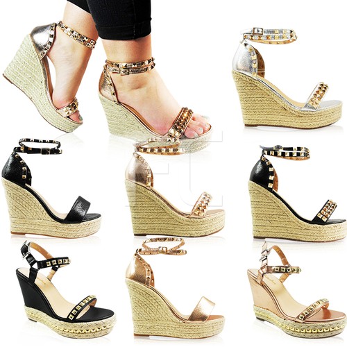 Mujer Nuevo Tacón Alto Cuña Plataforma Alpargatas Zapatos Peep Toe Sandalia  Size | eBay