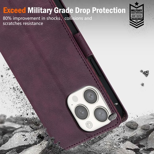 For iPhone 16 15 14 13 12 Pro Max Magnetic Leather Wallet Card Flip Case Cover - Picture 34 of 64