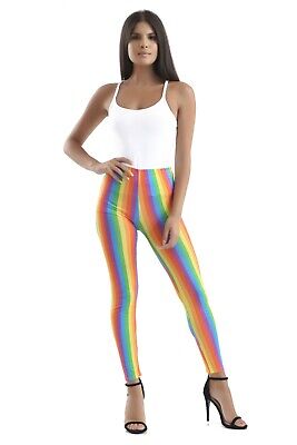 Ladies Lycra Rainbow Stripe Legging Clown Gay Pride Legging