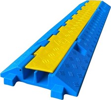 Bright Blue Heavy Duty 2-Channel Cable Protector Ramp - 11,000 lbs Capacity