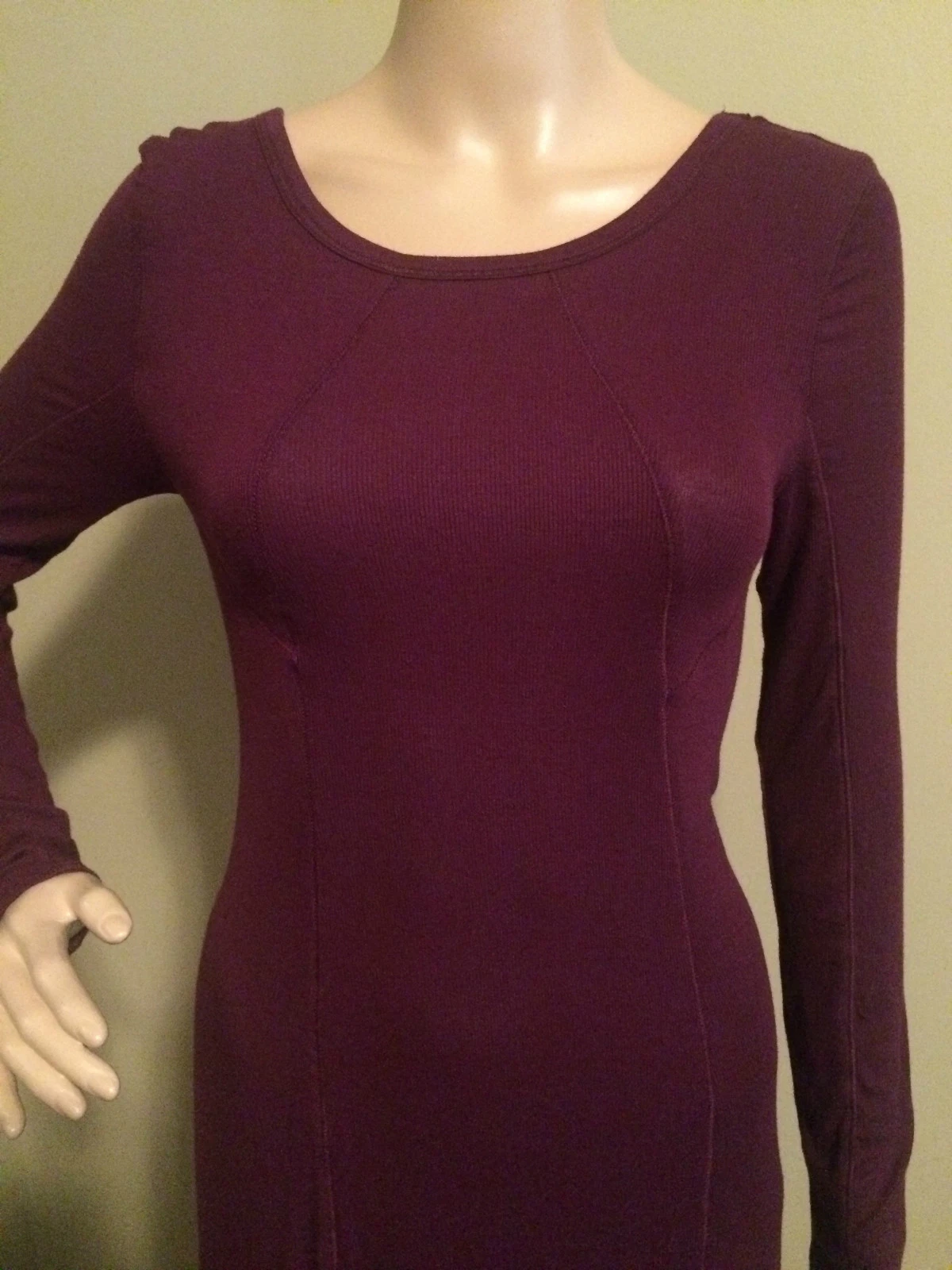 UNDERCOVER Abito trapezio bordeaux morbido Victoria's Secret taglia S a costine manica lunga