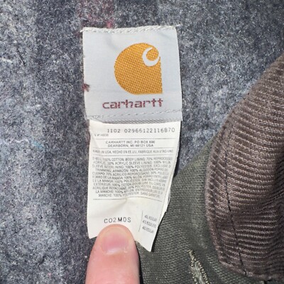 Vtg Carhartt Blanket Lined Coat Chore Jacket Green CO2 MOS Made In