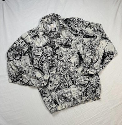 True VTG Designer 80s Astrology Horoscope Disco Top L Greek Save The Queen Style