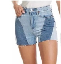 NWT Blank NYC The Reeve High Rise Ribcage Colorblock Denim Shorts Size 24