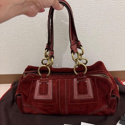 COACH suede handbag bordeaux