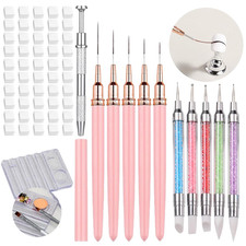 62Pcs Nail Art Brushes Set,5 Pcs Liner Brushes for Nails,Nail Sponges for Ombre
