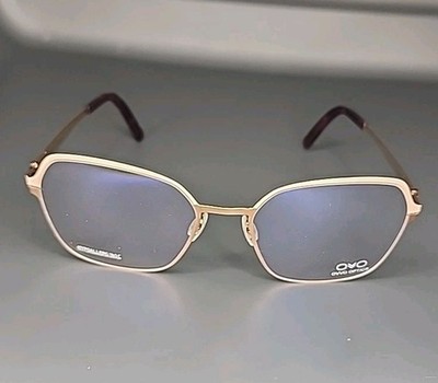 Ovvo Optics 3935 Geometric Cream/14k Gold Handmade Titanium Eyeglasses 52/19/135