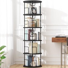 5Tier Rotating Bookshelf, Spinning Bookshelf Tower,360 Display Space Black