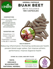  idHerb 100-500 Capsules Beet Beetroot Beta Vulgaris Organic WildCrafted