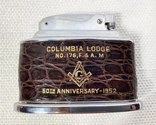 1952 Free mason Masonic Ronson Senator Table Top Cigar Cigarette Lighter