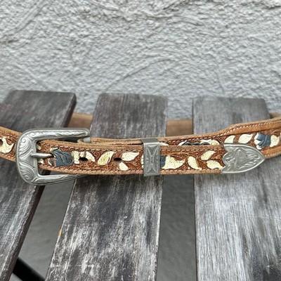 Vintage 70s Leather Tooled Boho Hippie Belt Womens size S  display picture 3