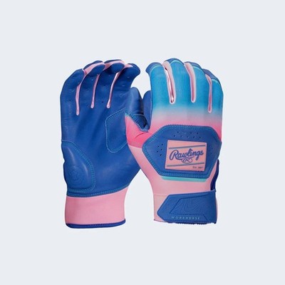 Rawlings Men Workhorse Baseball Softball Blue Pink Size L Batting Gloves