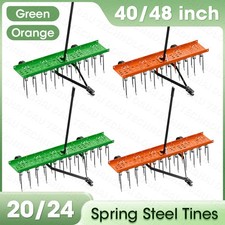 40/48" Tow-Behind Lawn Tractor Grass Rake Dethatcher w/20/24 Spring Steel Tines