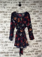 NWT! Boohoo Floral Wrap Front Mini Dress - Multicolor Black Size 12