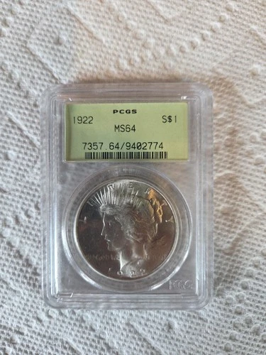 1922 Peace Dollar US Coin 90% Silver NGC MS 63