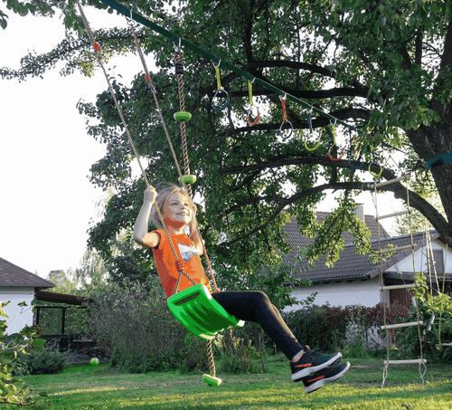 Seggiolino Altalena Verde per Bambini e Adulti con Cerniera Controllo Lunghezza 220lb 100kg - Foto 5 di 6