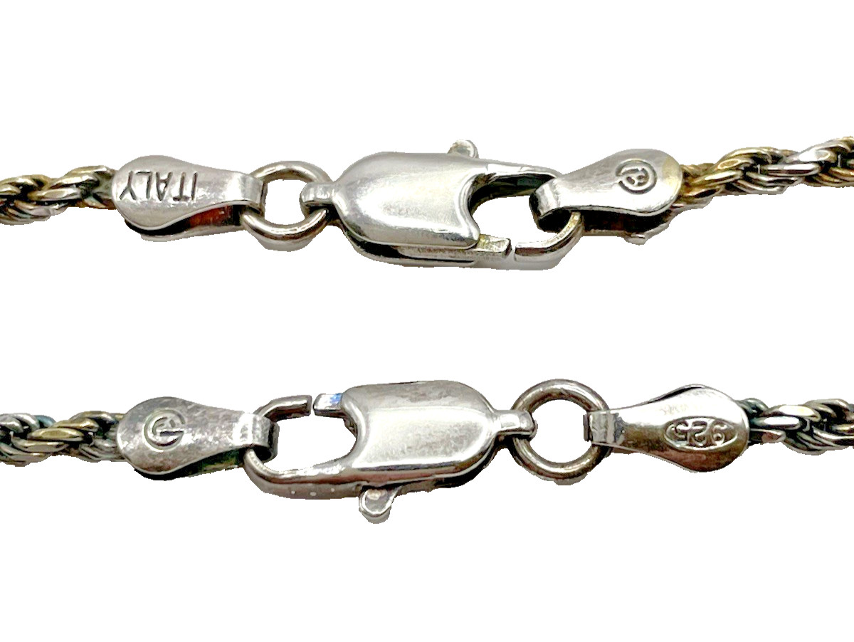 Sterling Silver Two Tone Solid Diamond Cut Rope C… - image 6