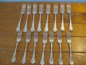 15 Vintage Hardy Bros A1 Silver Plate Forks Entree & Main Course - Made England