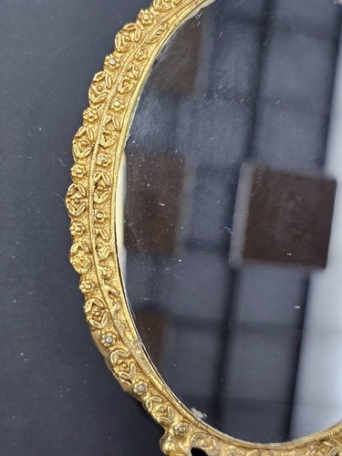 VTG Florenza Slag Glass On Lucite Cameo Vanity (Rare)Mirror & Pill Box Set - Picture 19 of 21