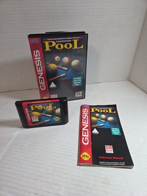 Championship Pool (Sega Genesis, 1993) Cartridge, Manual, and Case 